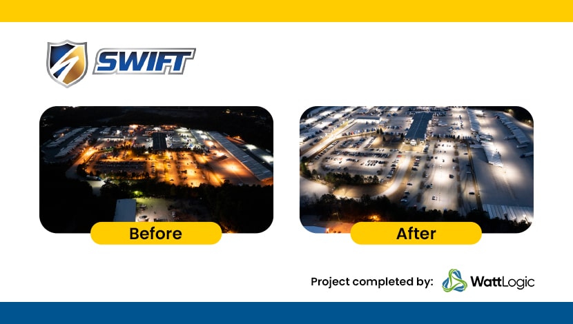 LED parking lot retrofit before and after example