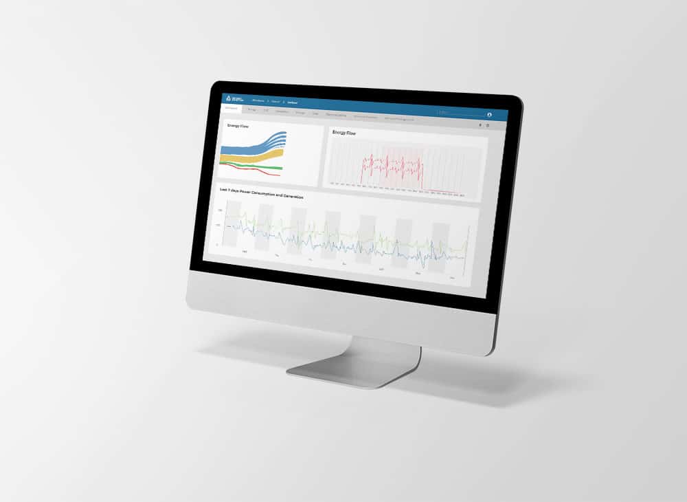 software dashboard on a laptop screen showing power monitoring