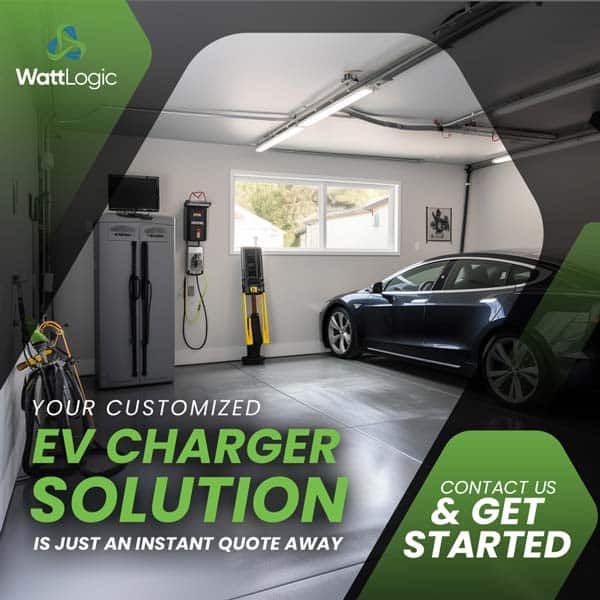 An advertisement for a tesla ev charger solution.